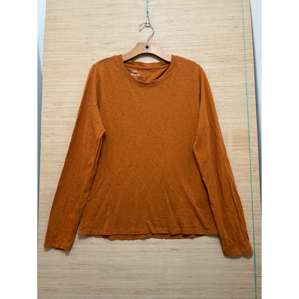 J.Crew Womens Girlfriend Tee Burnt Orange Slub Cotton Long Sleeve‎ Top Large